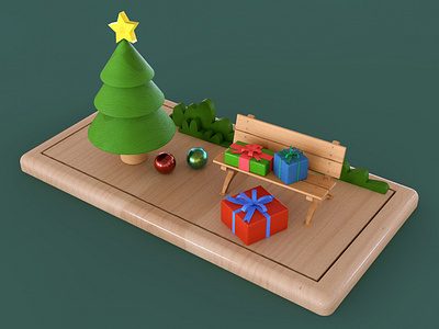 Merry Christmas 3d animation 3ddesign chirstmas cinema4d design happy holidays illustration tree web wooden