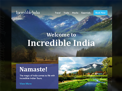 Incredible India blue incredibleindia landingpage ui ux