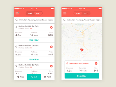 Parking app app gps location map mobile parking ui ux