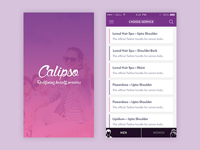 Calipso - Redefining beauty services app beauty booking mobile saloon service spa ui ux
