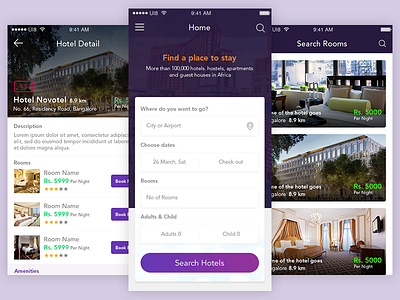 Roomspoint app booking hotels mobile room search ui ux