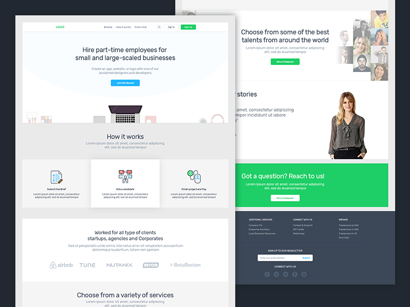 Landing page - Hiring part time employee by Shabbir Manpurwala on Dribbble