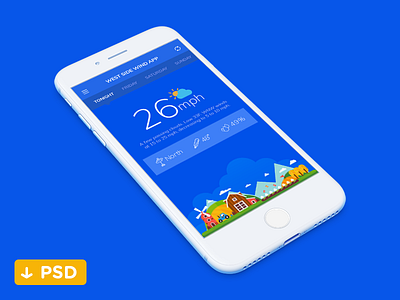 Freebie - Weather app app blue freebie illustration minimalist mobile psd simple tabs weather wind