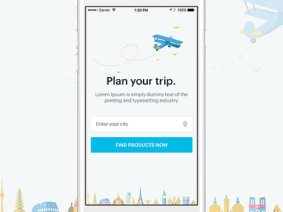 Rent Products - Your Travel Solution - Choose Location app design experience illustration interface mobile rent solution travel trip ui ux