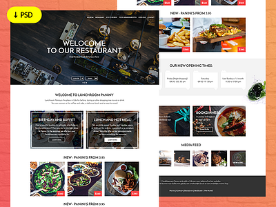 Freebie - Restaurant Website Template freebie psd restaurant template ui ux website