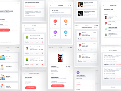 Jhakaas Merchant App app design drawer ecommerce grid illustration interface login merchant mobile splash ui ux vendor