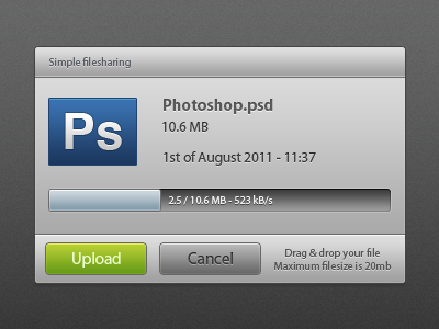 Simple filesharing download easy interface mac photoshop progress bar simple upload