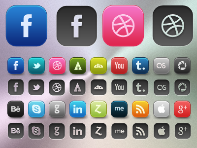 Socialis 2.3 32px colorful dribbble facebook forrst icon network pack simple small social twitter vector