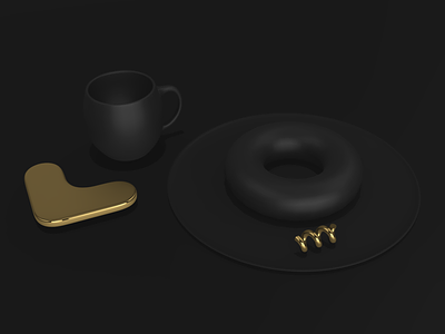 Obsidian Gold 2019 3d coffee dark donut gold illustration matte normie