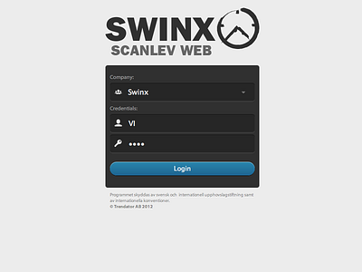 Login Screen authenticate login scanlev sign sign in swinx
