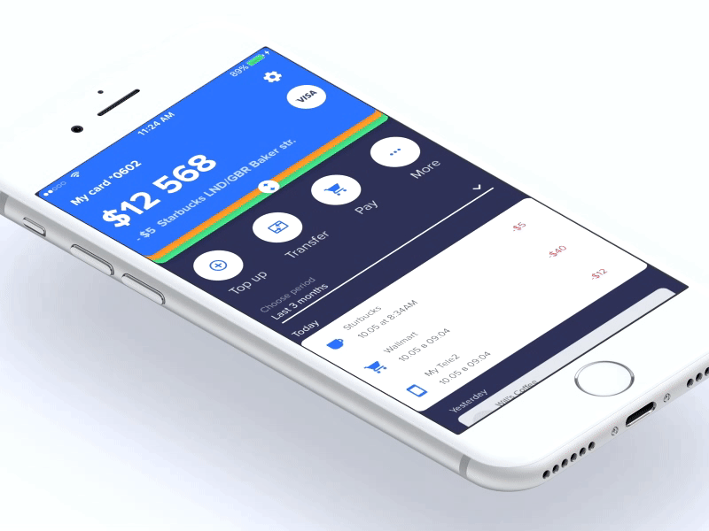 SkyBank 1st iteration animation banking card design finance manager principle sketch ui ux wallet