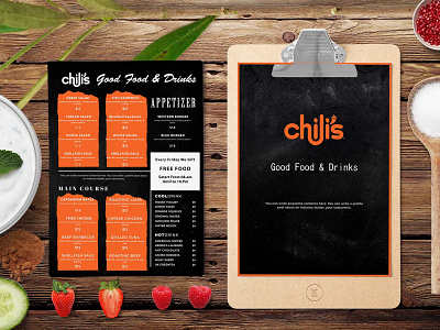 Chilis Mexican Food Menu Bifold Design illustration psd