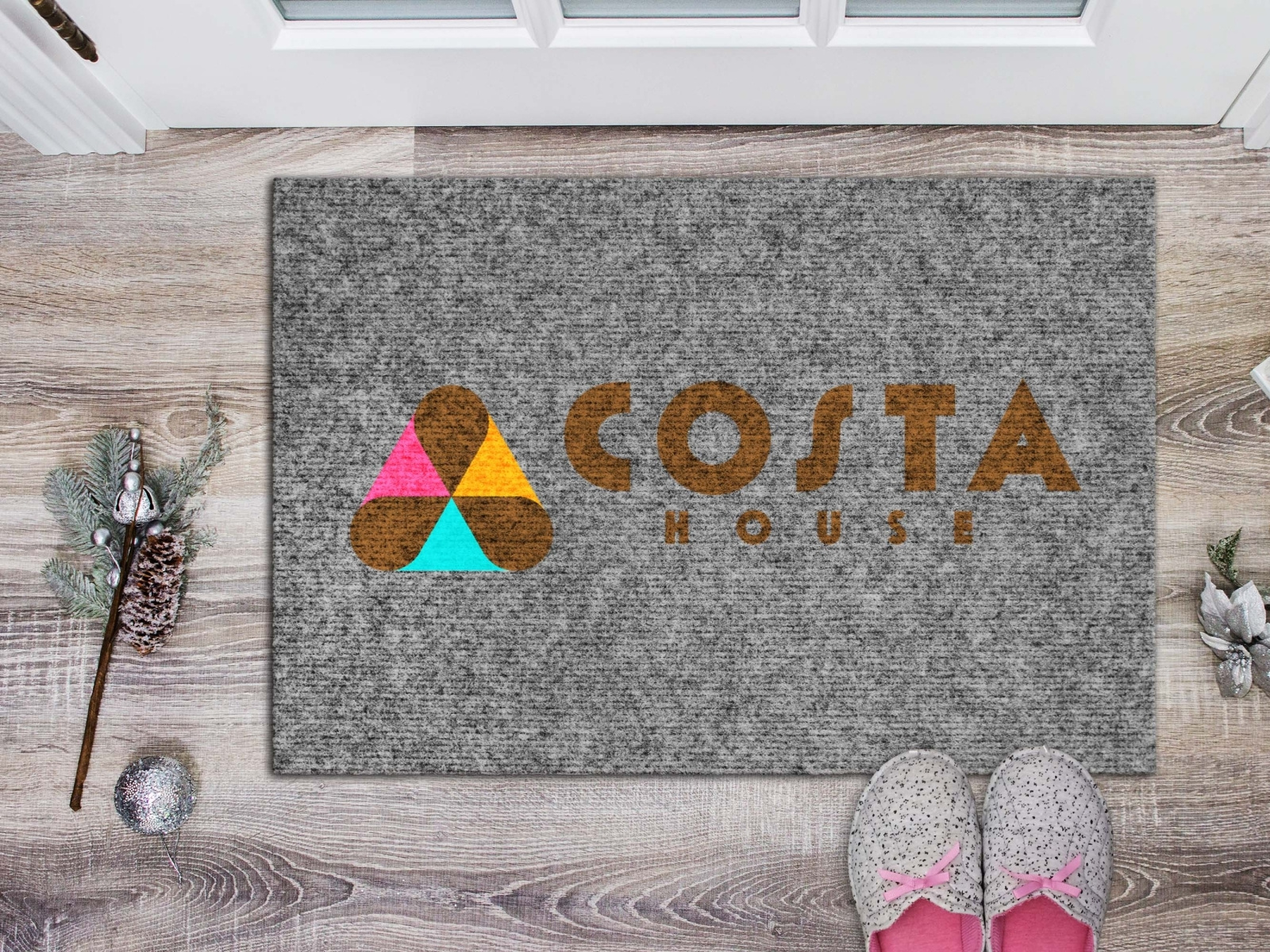 Coir Doormat Mockup, Rug Mock Up Flatlay, Farmhouse Style Mock-up