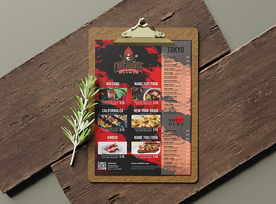 Fire House Grill Poster Tabloid Menu Design design illustration menu premium download psd