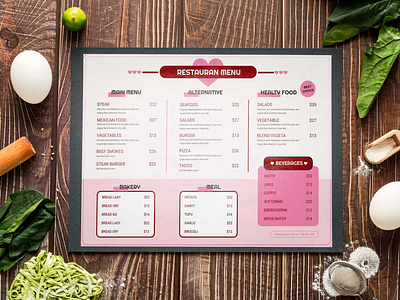 Valentine Romantic Menu Design Templates