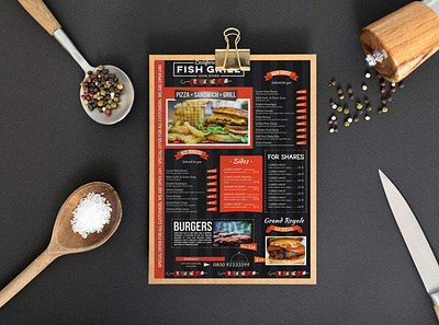 Fish Grill Menu Design Template branding design illustration logo vector