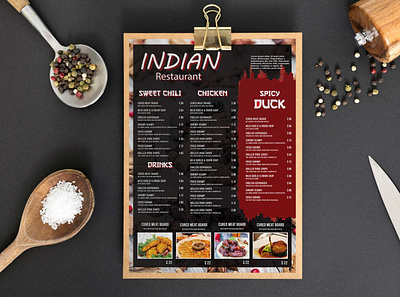 Indian Spice Menu Card Design Template branding design illustration logo vector