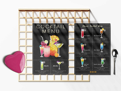 Classic Cocktail Bar Menu Design Template branding design illustration logo vector