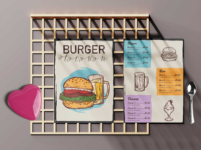 Burger Town Menu Design Template branding design illustration