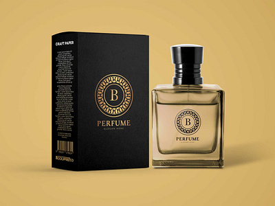 Black Label Perfume Bottle Packaging Mockup