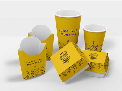 Yellow Fast Food Box Packaging Mockup download mockup mockup mockup psd mockups psd