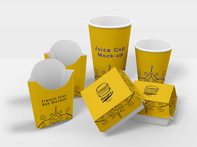 Yellow Fast Food Box Packaging Mockup