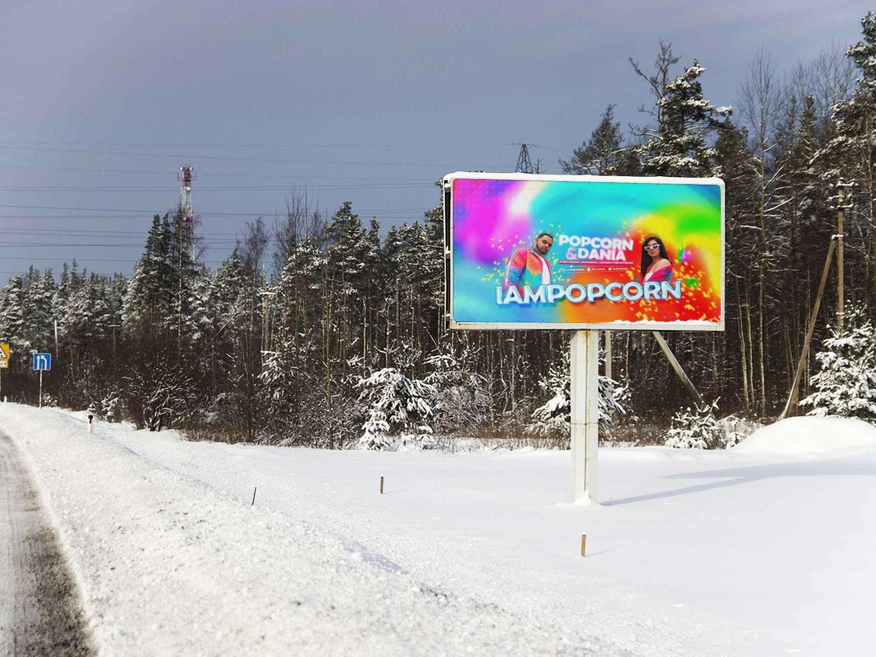 билборд мокап зима. билборд зимой. билборды снег. билборды снег. реклама горнолыжного курорта.
