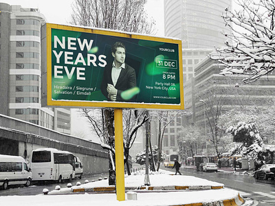 Free Winter Advertising Billboard Mockup