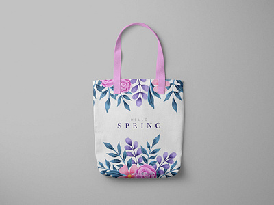 Hello Spring Tote Bag Mockup