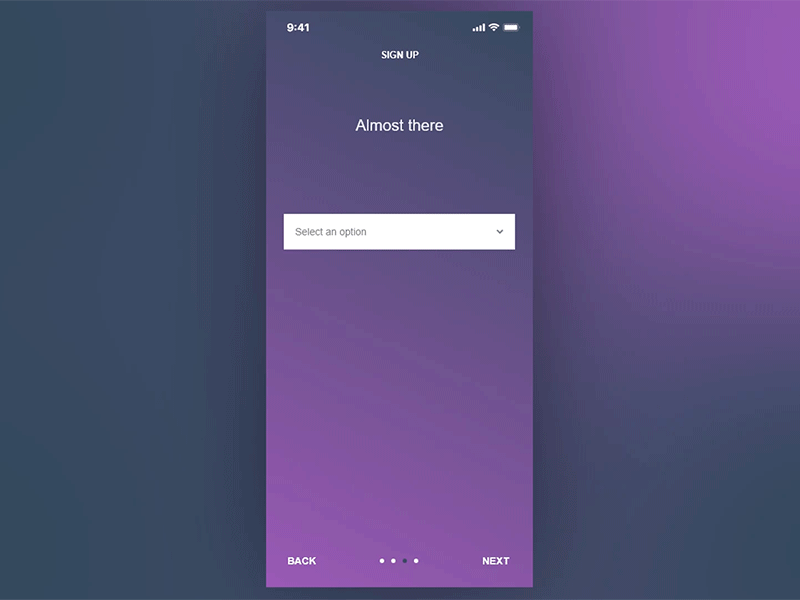 Mobile Dropdown Menu adobexd design dropdown menu mobile mobile design mobile ui signup xddailychallenge