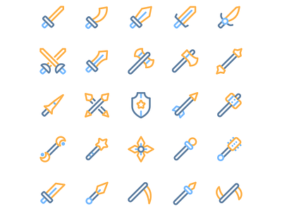 Game weapon icon set