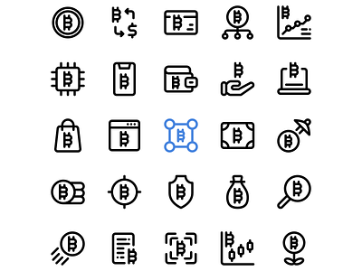 Bitcoin icon set bitcoin blockchain crypto cyrptocurrency design icon icon design icon set iconography icons illustration logo ui vector