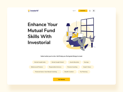 Investorial landing page animation app branding dashboard design design logo ui ux vector art web