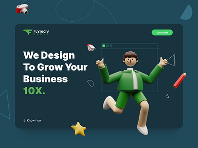 Landing Page for Flying V using 3D Illustrations