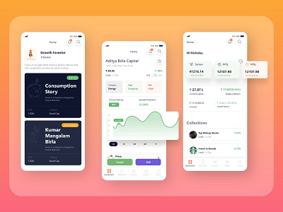 Personalized Financial Planning Platform | UI UX for AlphaBee branding design finance fintech illustration illustrations logo market mobile app sharemarket stockmarket stocks trading app ui ux