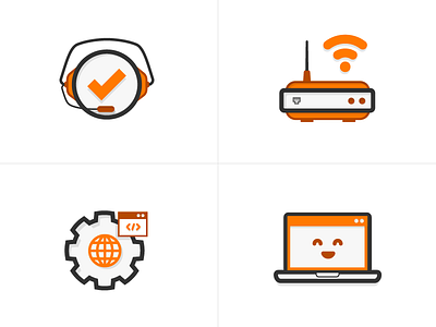 Icons call call quality flat icons laptop router tech technical wifi