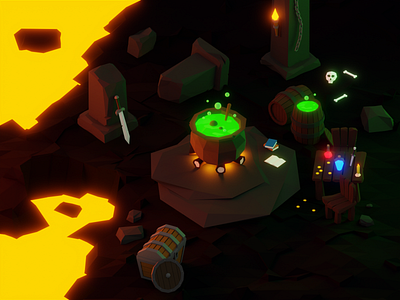 Low poly hidden cave 3d 3d art atmospheric blender blender 3d blender3d blender3dart blendercycles cave cute cycles cyclesrender dungeon isometric isometric art low poly lowpoly medieval render