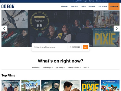 Odeon Cinemas Website Concept branding design ui website website concept