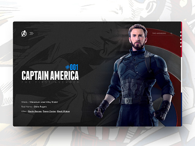 Design Challenge 001 - Captain America avengers captain america comic art concept daily ui dailyui dark design marvel typography ui