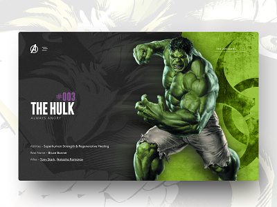 Design Challenge 003 - Hulk avengers comic art concept daily ui dailyui dark design hulk marvel the hulk typography ui