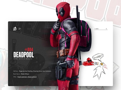 Design Challenge 004 - Deadpool comic art concept daily ui dailyui dark deadpool design marvel typography ui xmen