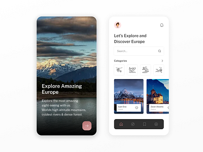 Explore Europe! app design design mobile app product design ui uidesign ux uxui