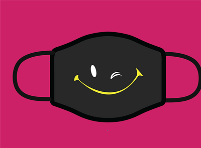 Happy smiley mask in these corona sad days animation design illustration logo minimal typography ui ux vector web