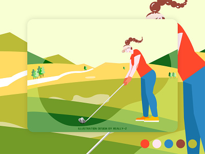 高尔夫运动 design fashion 休闲 娱乐 户外 扁平插画 矢量 运动 高尔夫