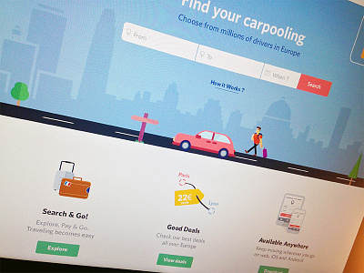 BlaBlaCar Redesign v2 blablacar car drive flat home icons illustrations interface landing search website