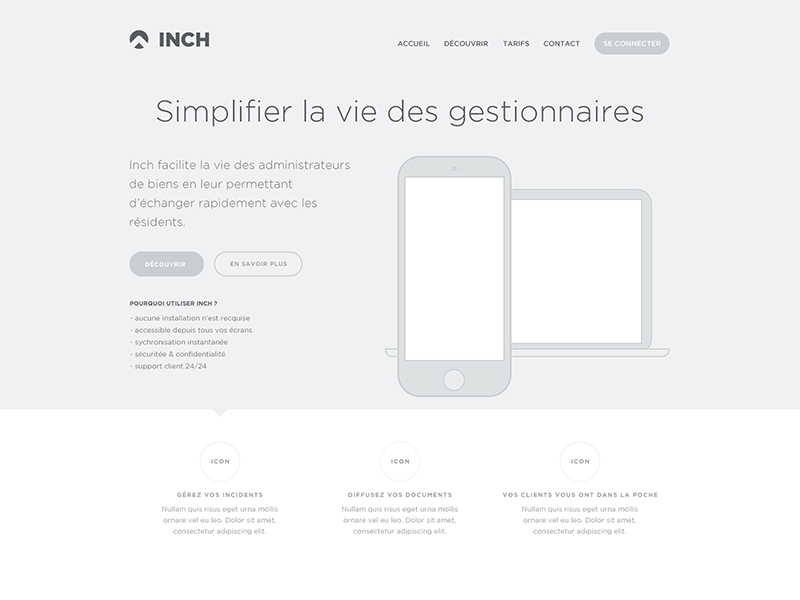 Landing page wireframe