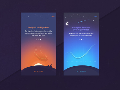 iOS Alarm Onboarding - Day & Night by Guillaume Marc on Dribbble