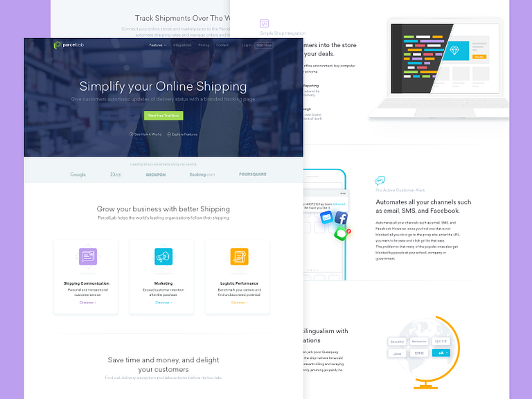 Tracking Service Landing Page by Guillaume Marc on Dribbble