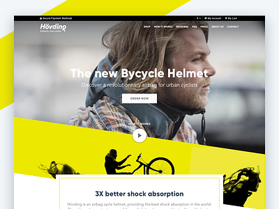 Bycycle Airbag Website airbag e commerce footer homepage landing minimal product page website yellow