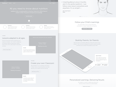 Equilibrium Landing page - Wireframes